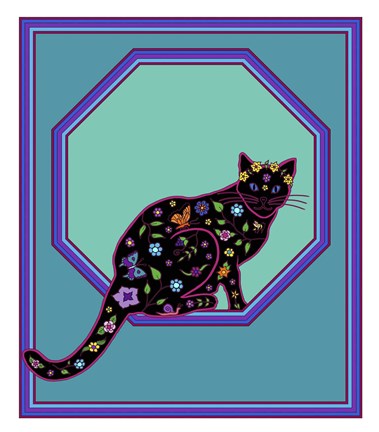 Framed Octagonal Cat Print