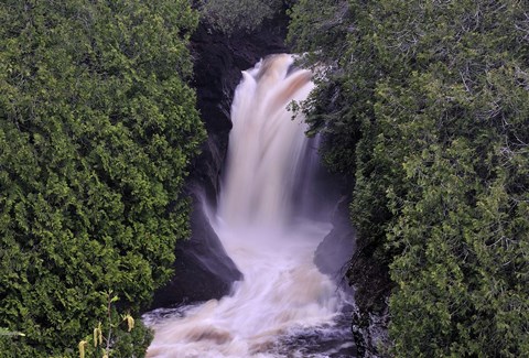 Framed Lake Superior Waterfall Between Trees Print
