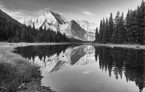 Framed Lake Reflecting White Mountains Print