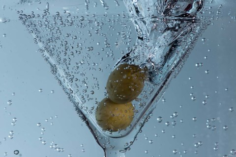 Framed Olive Duo In Martini Glass Closeup Print