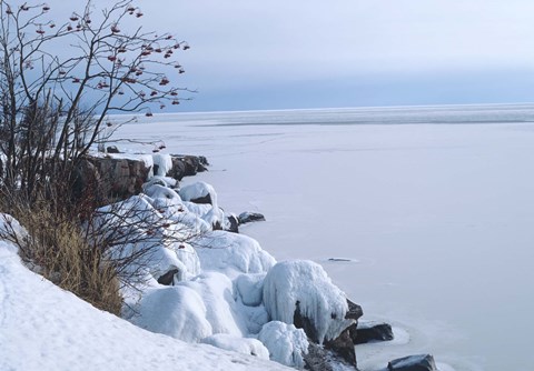 Framed Lake Superior Winter Snow 27 Print