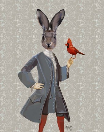 Framed Rabbit And Bird Print