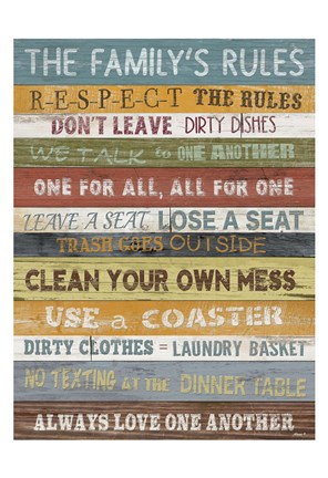 Framed Family Rules Print