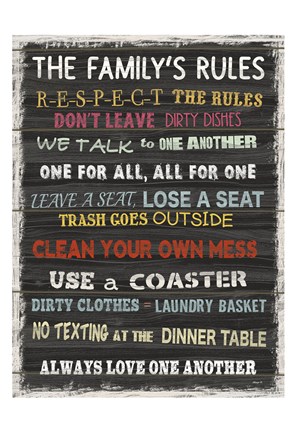 Framed Family Rules 7 Print