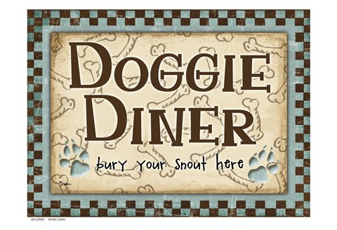 Framed Doggie Diner Blue Print