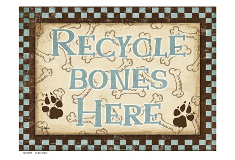 Framed Recycle Bones Blue Print