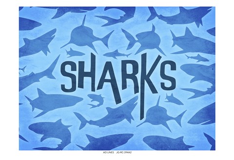 Framed Sharks Two Print