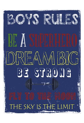 Framed Boys Rules 1 Print