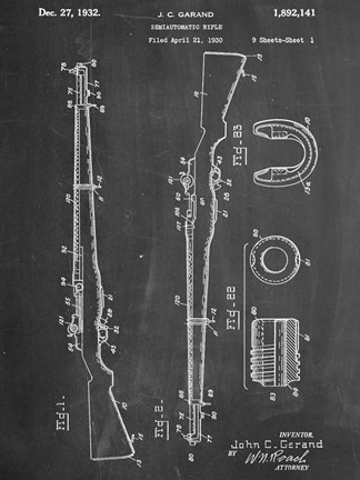 Framed M 1 Rifle Print