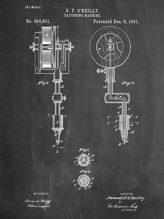 Framed Tatto Machine Print