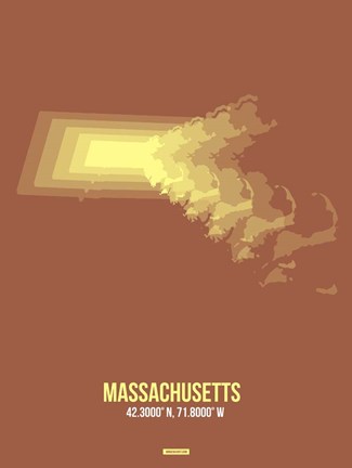 Framed Massachusetts Radiant Map 2 Print