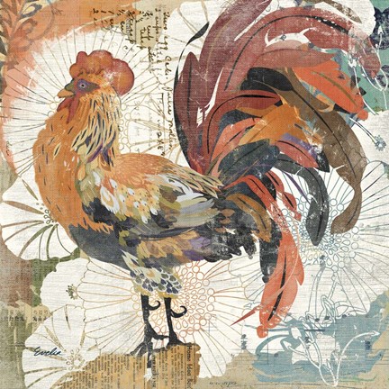 Framed Rooster Flair II Print