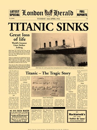 Framed Titanic Sinks Print