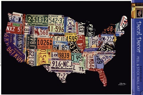 Framed USA License Map Print