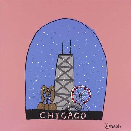 Framed Chicago Snow Globe Print