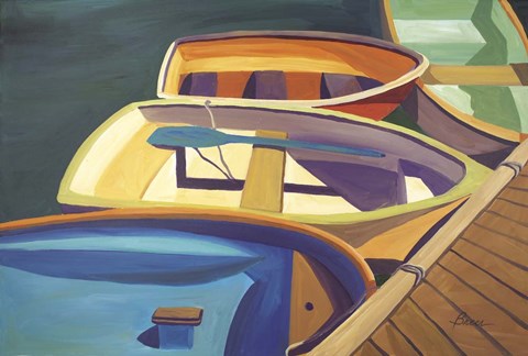 Framed Four Rowboats Print