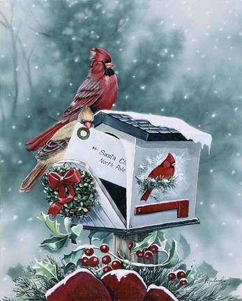 Framed Christmas Cardinals Print