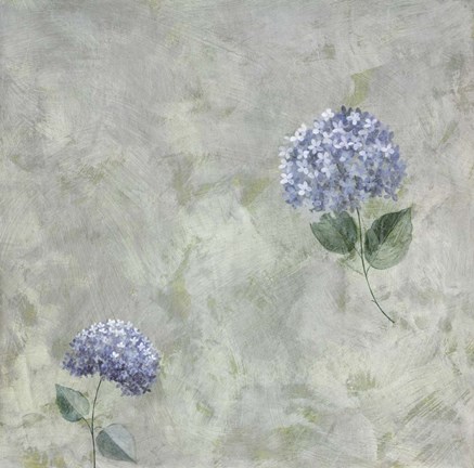 Framed Blue Flowers on Grey Print