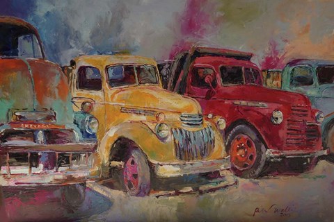 Framed Trucks In Montrose Print