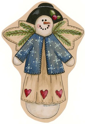 Framed Blue Snowflake Jacket Snowwoman 2 Print