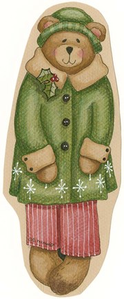 Framed Green Coat Boy Bear Print