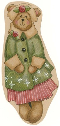 Framed Green Coat Girl Bear Print