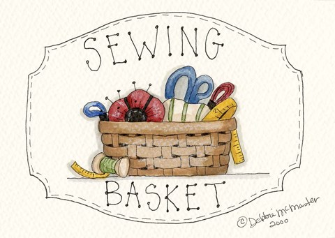 Framed Sewing Basket Print