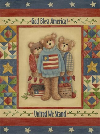 Framed God Bless America - Bears Print