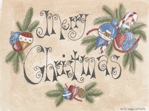 Framed Merry Christmas Ornaments Print