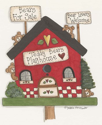 Framed Teddy Bears Playhouse Print