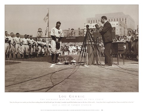 Framed Lou Gehrig Farewell Print