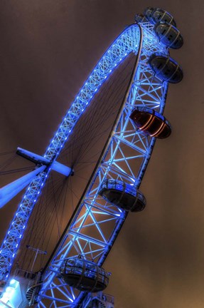 Framed London Eye Lit up in Blue Print
