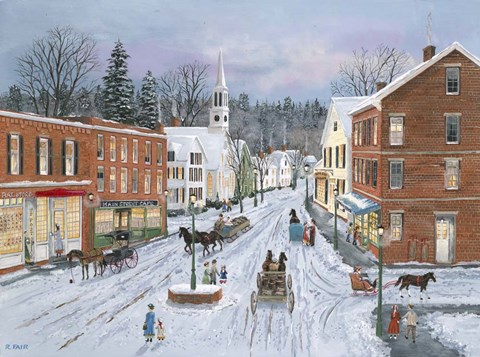 Framed Main Street in Winter Print