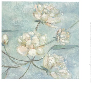 Framed Blossoms In Blue II Print