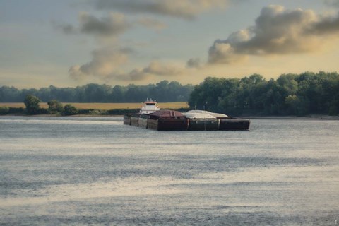 Framed Barge On The River 1 Print