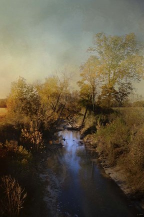 Framed Blue Creek In Autumn Print