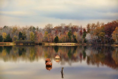 Framed Autumn At Lake LaJoie 3 Print