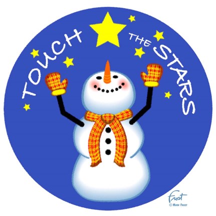 Framed Snowman Touch The Stars Print