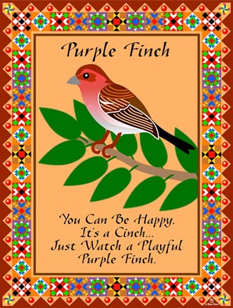 Framed Purple Finch Quilt Print