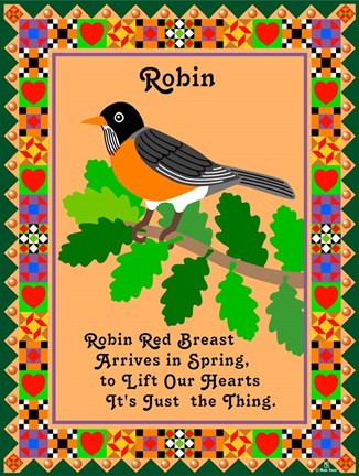 Framed Robin Quilt Print