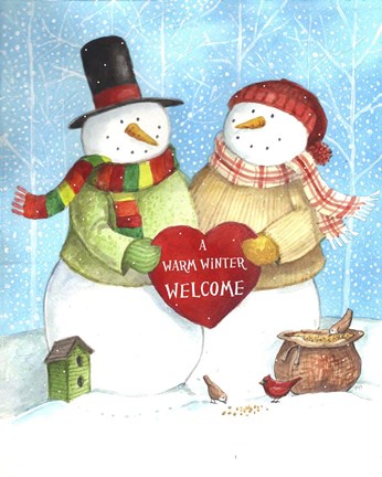 Framed Warm Welcome Snowman Print