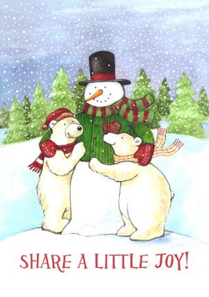 Framed Snowman And Polar Share Joy Print
