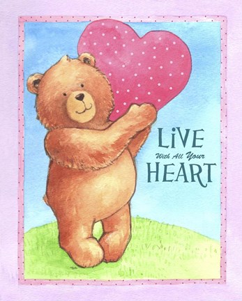 Framed Bear Live With Heart Print