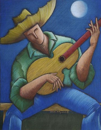 Framed Jibaro Bajo La Luna Print