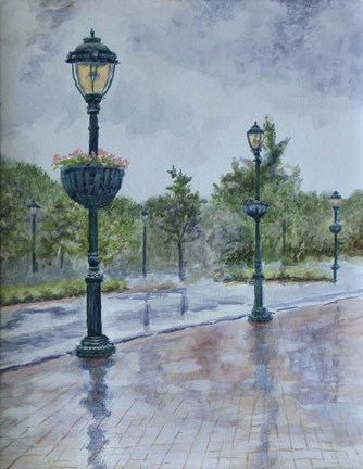 Framed Lamp Posts Print