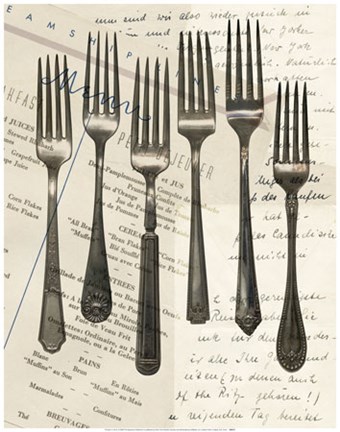 Framed Cutlery Forks in Sepia Print