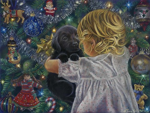 Framed Puppy For Christmas Print