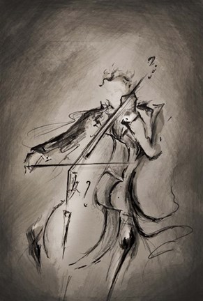 Framed Cellist Print