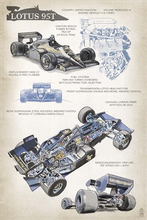 Framed Lotus Blueprint Print