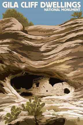 Framed Gila Cliff Dwellings Print